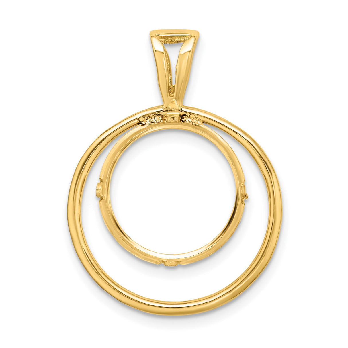 15 mm 14k Yellow Gold coin bezel pendant for US $1 Indian Princess Type 2 — additional image