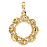15 mm 14k Yellow Gold coin bezel pendant for US $1 Indian Princess Type 2 — additional image
