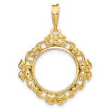 15 mm 14k Yellow Gold coin bezel pendant for US $1 Indian Princess Type 2