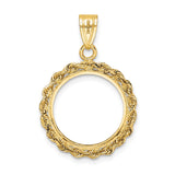 15 mm 14k Yellow Gold coin bezel pendant for US $1 Indian Princess Type 2 — additional image