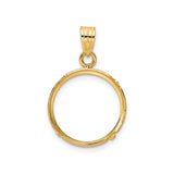 15 mm 14k Yellow Gold coin bezel pendant for US $1 Indian Princess Type 2 — additional image