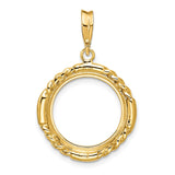 15 mm 14k Yellow Gold coin bezel pendant for US $1 Indian Princess Type 2 — additional image