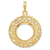 15 mm 14k Yellow Gold coin bezel pendant for US $1 Indian Princess Type 2
