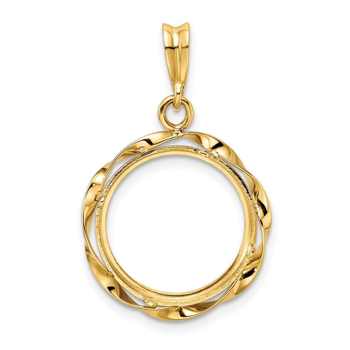 15 mm 14k Yellow Gold coin bezel pendant for US $1 Indian Princess Type 2 — additional image