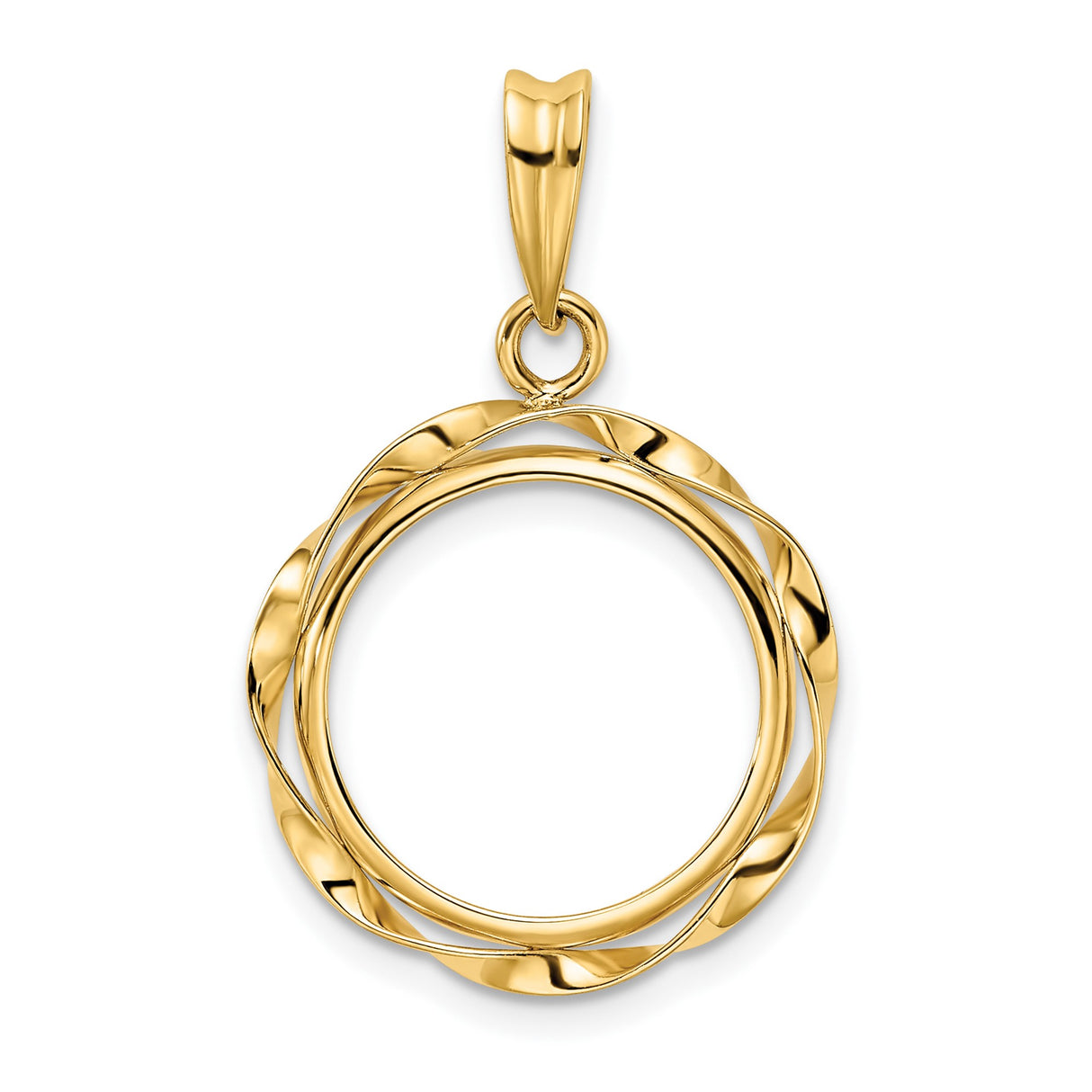 15 mm 14k Yellow Gold coin bezel pendant for US $1 Indian Princess Type 2