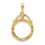15 mm 14k Yellow Gold coin bezel pendant for US $1 Indian Princess Type 2 — additional image