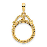 15 mm 14k Yellow Gold coin bezel pendant for US $1 Indian Princess Type 2