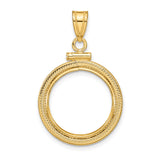 15 mm 14k Yellow Gold coin bezel pendant for US $1 Indian Princess Type 2