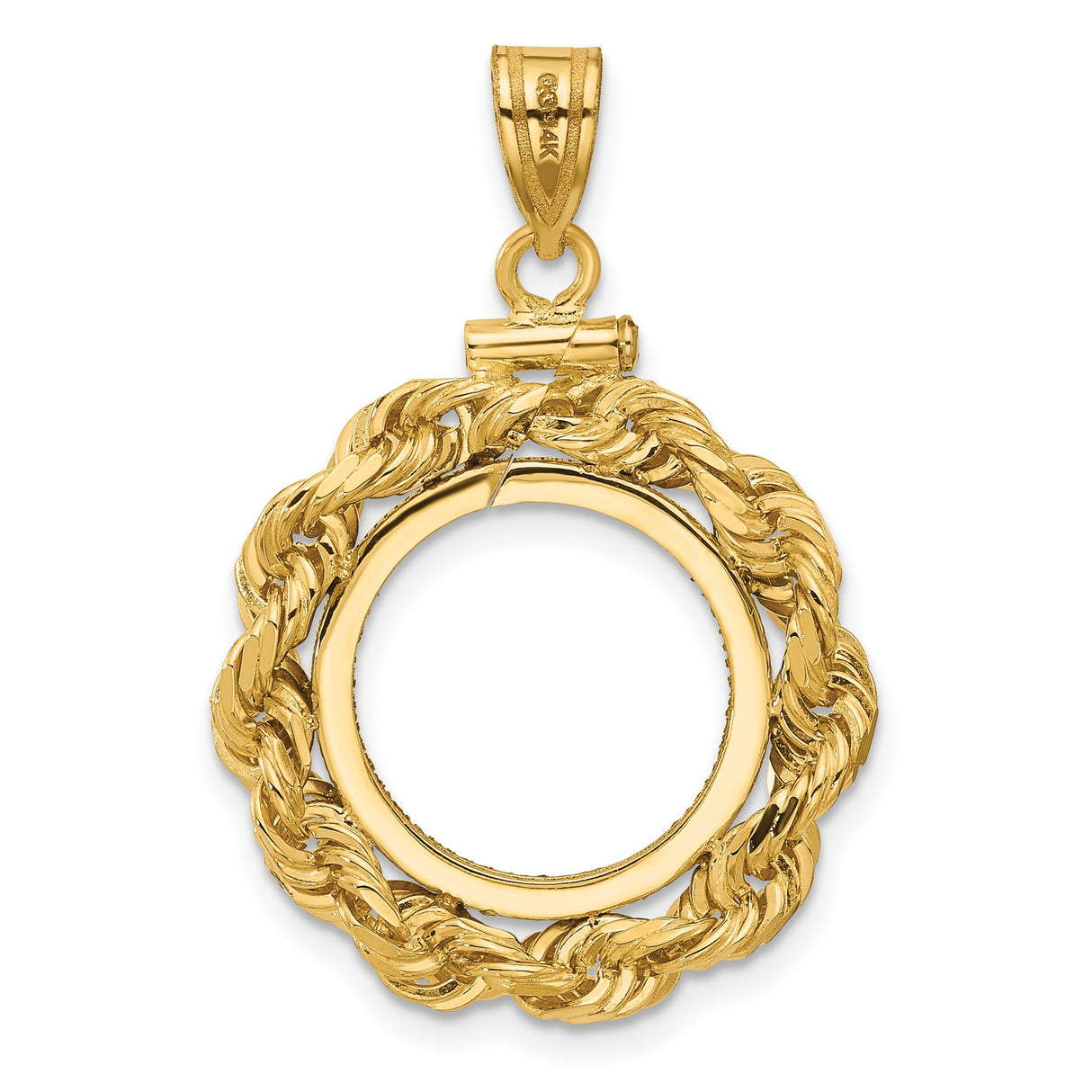 15 mm 14k Yellow Gold coin bezel pendant for US $1 Indian Princess Type 2 — additional image