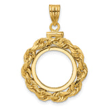 15 mm 14k Yellow Gold coin bezel pendant for US $1 Indian Princess Type 2 — additional image