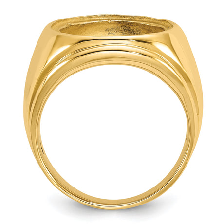 15 mm 14k Yellow Gold coin bezel ring for US $1 Indian Princess Type 2 — alternate view