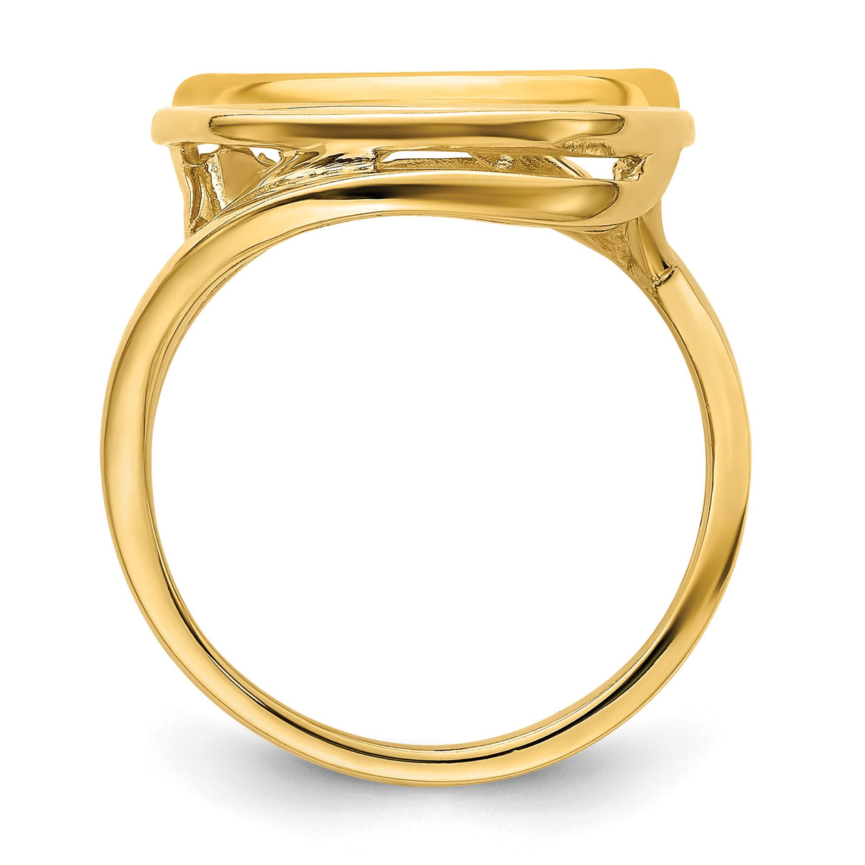 15 mm 14k Yellow Gold coin bezel ring for US $1 Indian Princess Type 2 — alternate view