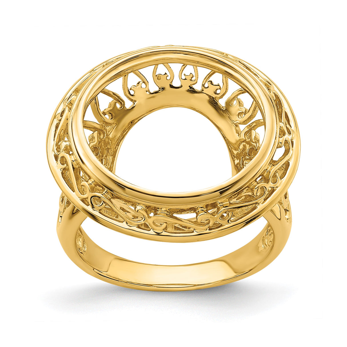 15 mm 14k Yellow Gold coin bezel ring for US $1 Indian Princess Type 2 — additional image