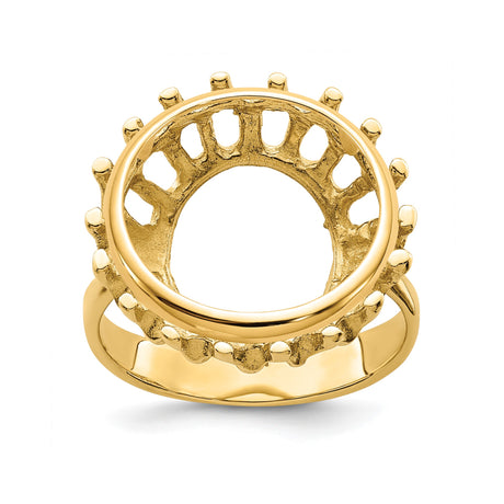 15 mm 14k Yellow Gold coin bezel ring for US $1 Indian Princess Type 2 — additional image