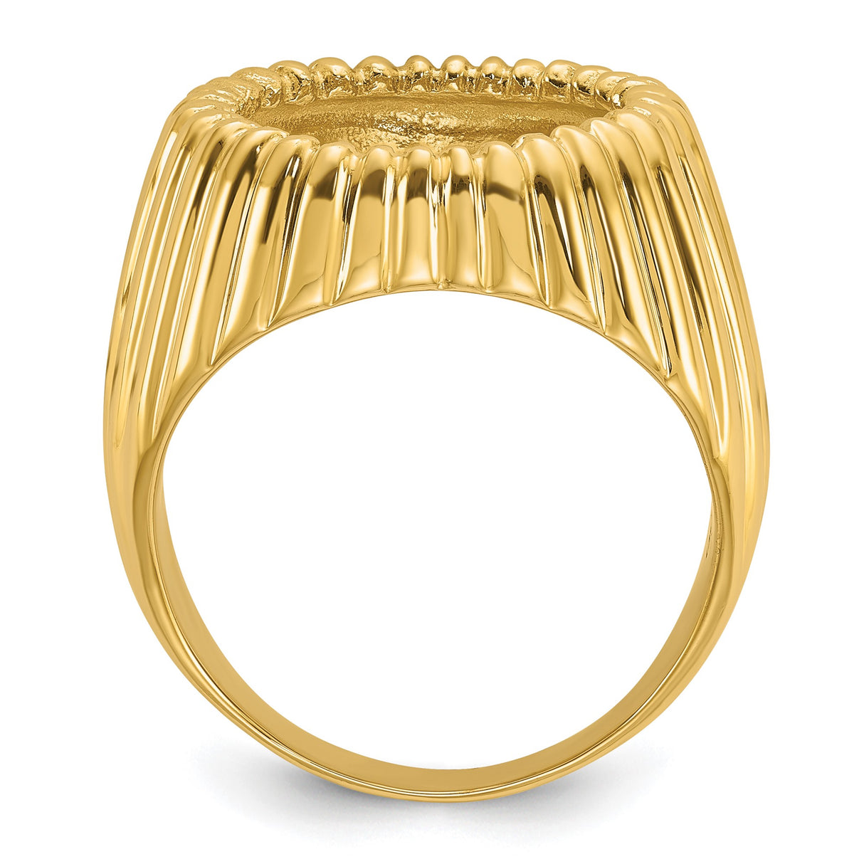 15 mm 14k Yellow Gold coin bezel ring for US $1 Indian Princess Type 2 — alternate view