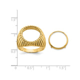 15 mm 14k Yellow Gold coin bezel ring for US $1 Indian Princess Type 2 — size reference (ruler)