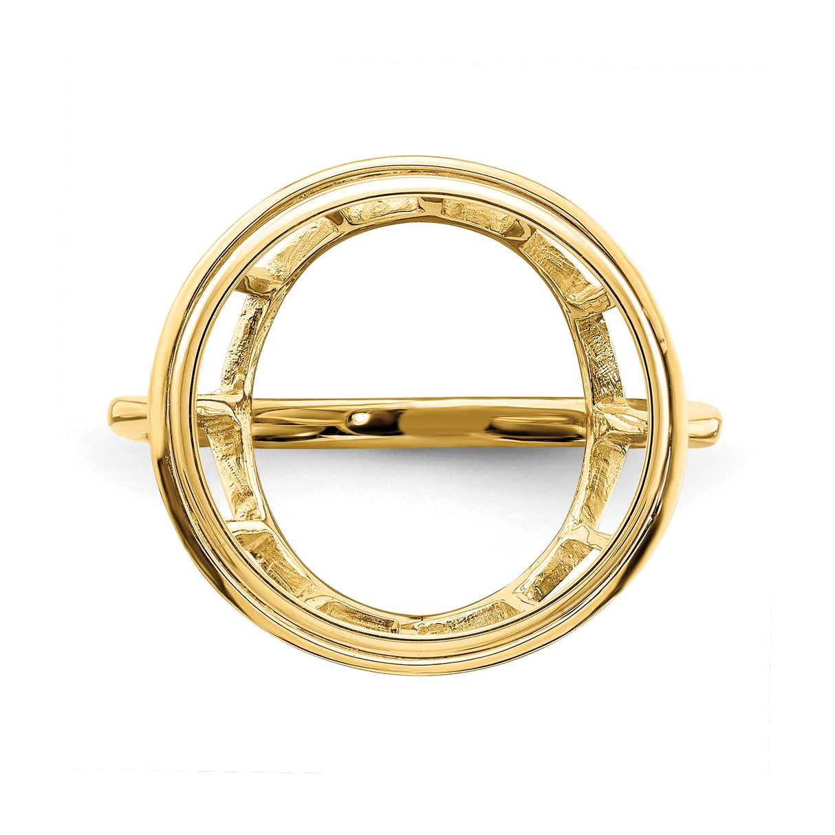 15 mm 14k Yellow Gold coin bezel ring for US $1 Indian Princess Type 2 — additional image