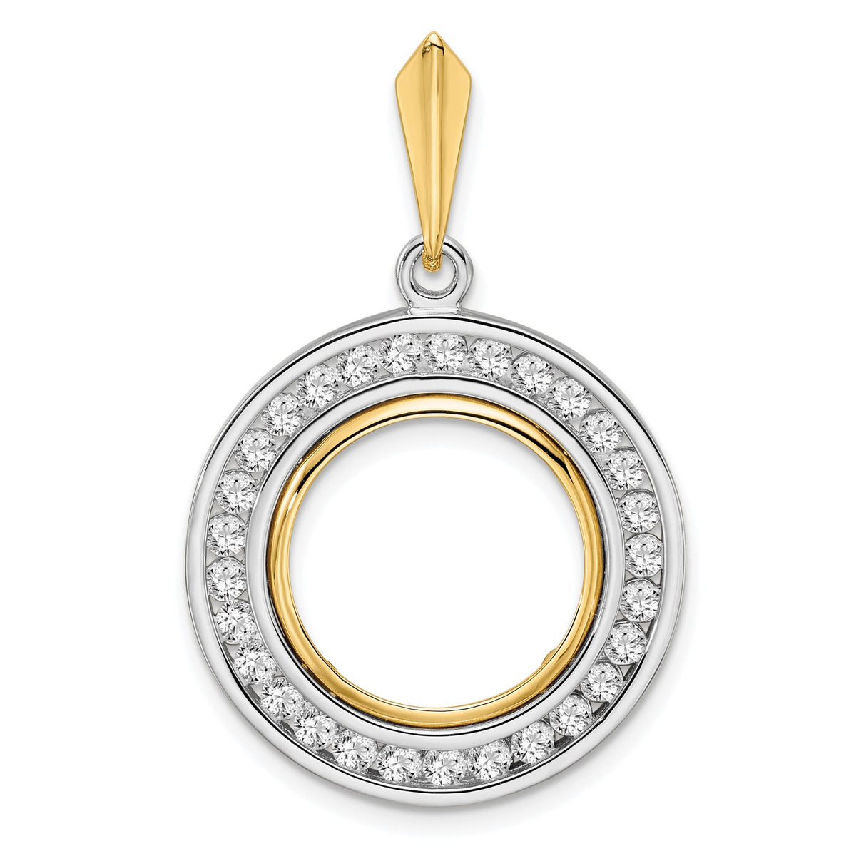 15 mm 14k Multi-Tone Gold coin bezel pendant for US $1 Indian Princess Type 3