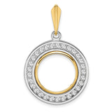15 mm 14k Multi-Tone Gold coin bezel pendant for US $1 Indian Princess Type 3