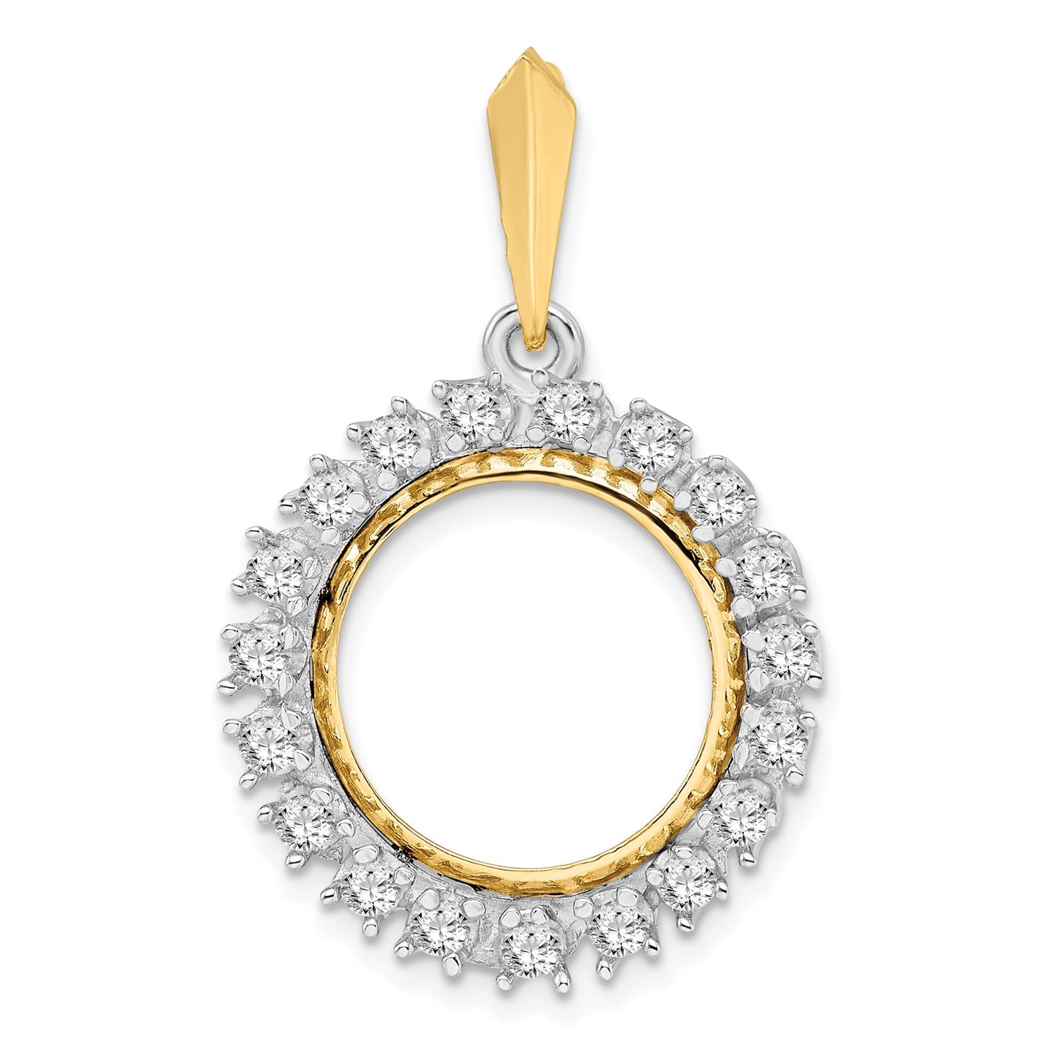 15 mm 14k Multi-Tone Gold coin bezel pendant for US $1 Indian Princess Type 3