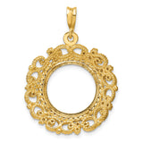 15 mm 14k Yellow Gold coin bezel pendant for US $1 Indian Princess Type 3 — additional image
