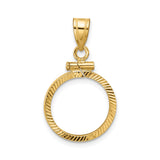 15 mm 10k Yellow Gold coin bezel pendant for US $1 Indian Princess Type 3