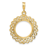 15 mm 14k Yellow Gold coin bezel pendant for US $1 Indian Princess Type 3 — additional image