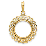 15 mm 14k Yellow Gold coin bezel pendant for US $1 Indian Princess Type 3