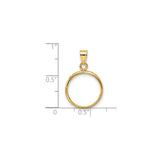 15 mm 10k Yellow Gold coin bezel pendant for US $1 Indian Princess Type 3 — size reference (ruler)