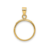 15 mm 10k Yellow Gold coin bezel pendant for US $1 Indian Princess Type 3