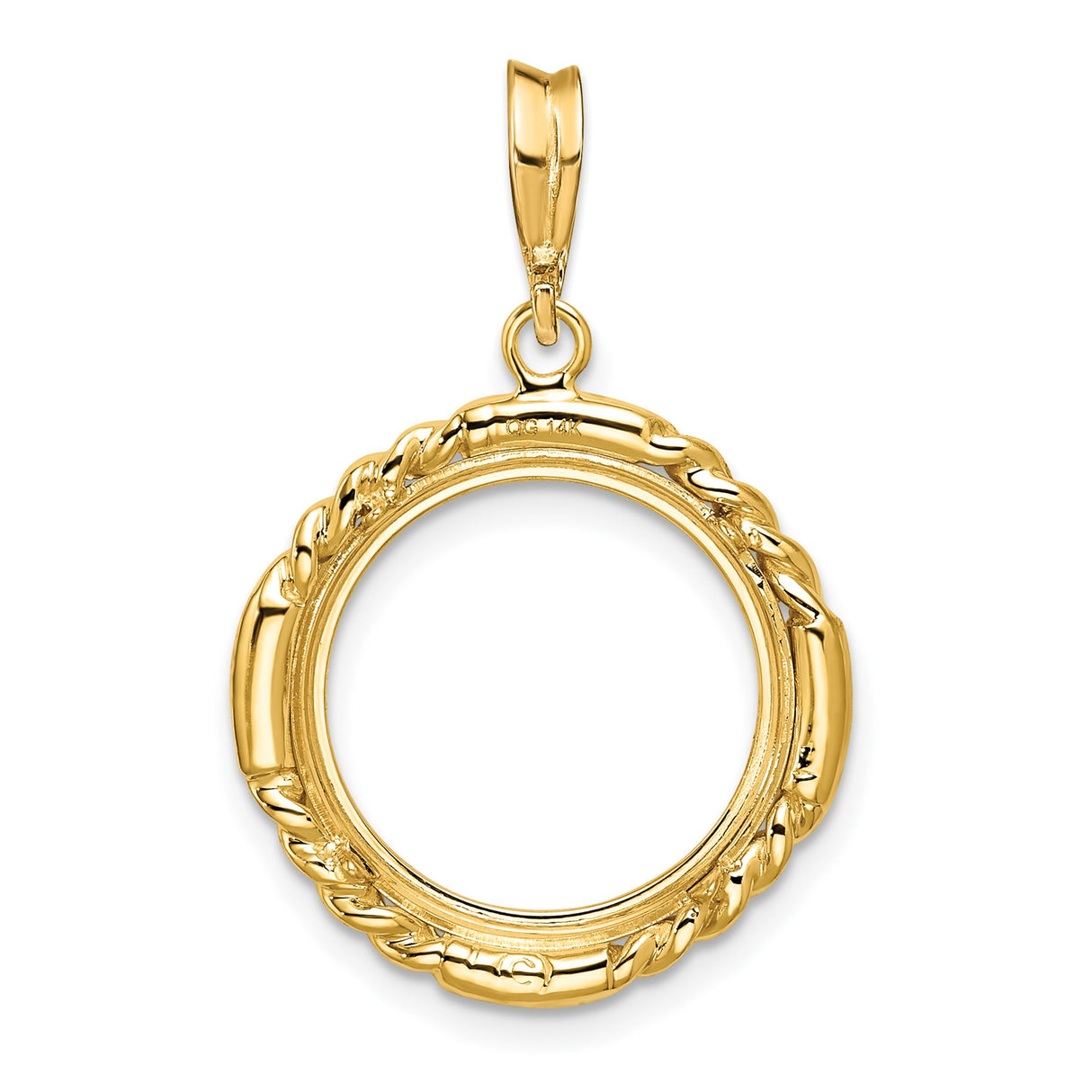 15 mm 14k Yellow Gold coin bezel pendant for US $1 Indian Princess Type 3 — additional image