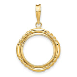 15 mm 14k Yellow Gold coin bezel pendant for US $1 Indian Princess Type 3