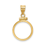 15 mm 14k Yellow Gold coin bezel pendant for US $1 Indian Princess Type 3 — additional image
