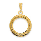 15 mm 14k Yellow Gold coin bezel pendant for US $1 Indian Princess Type 3 — additional image