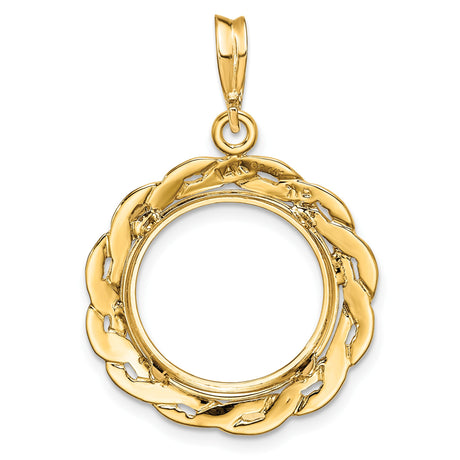 15 mm 14k Yellow Gold coin bezel pendant for US $1 Indian Princess Type 3 — additional image