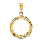 15 mm 14k Yellow Gold coin bezel pendant for US $1 Indian Princess Type 3 — additional image