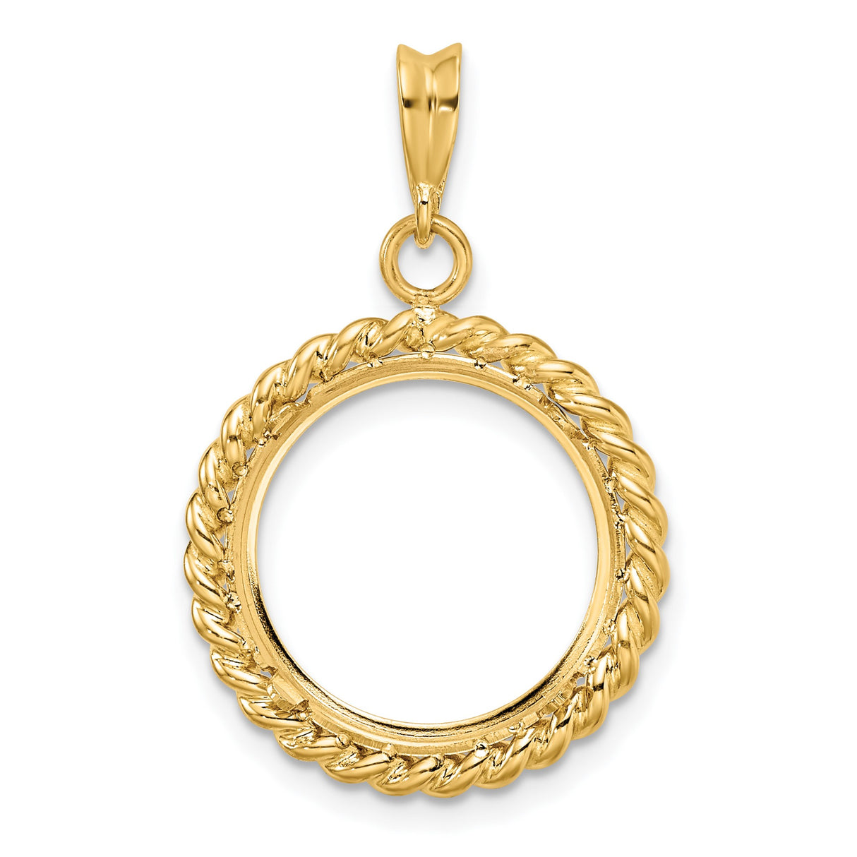 15 mm 14k Yellow Gold coin bezel pendant for US $1 Indian Princess Type 3 — additional image