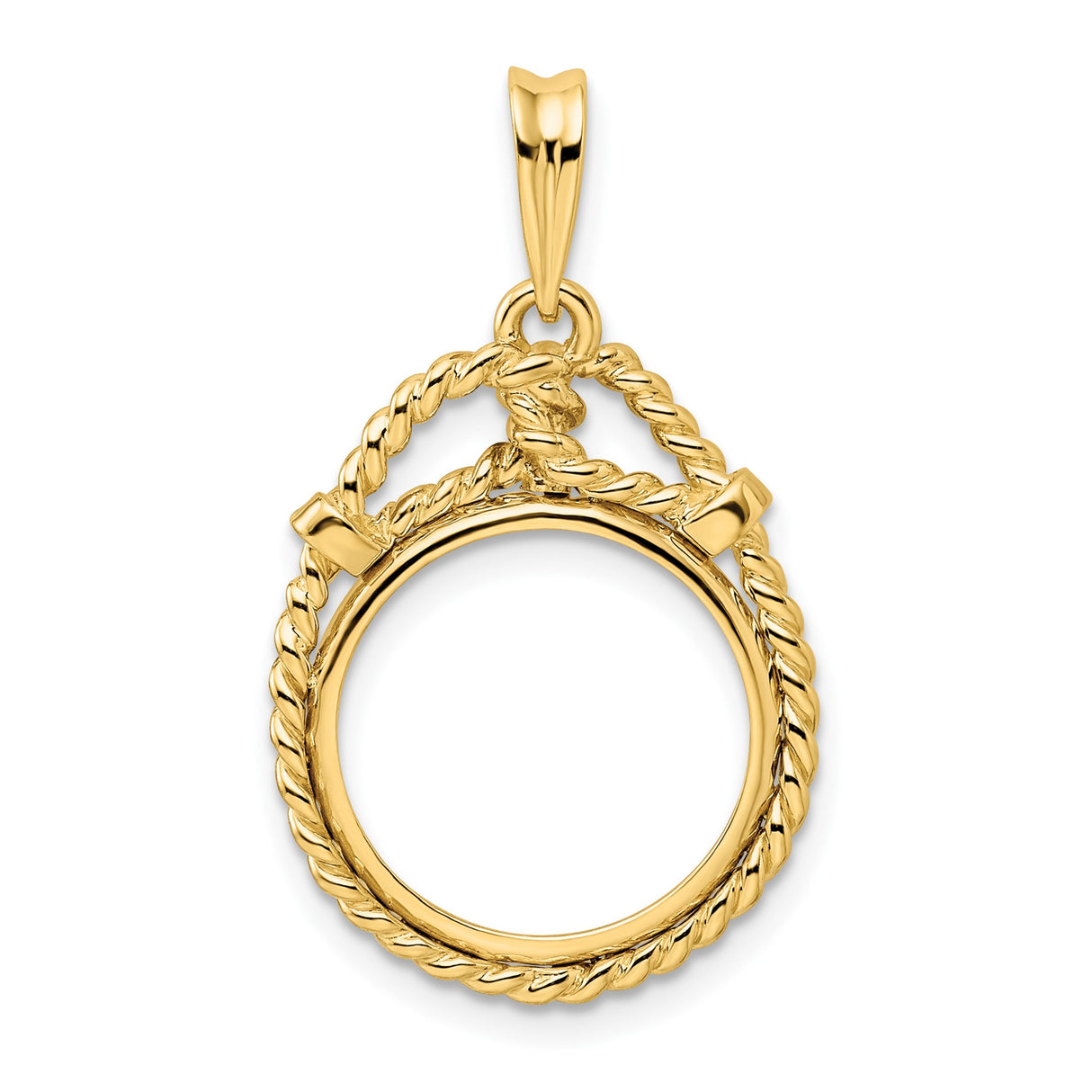 15 mm 14k Yellow Gold coin bezel pendant for US $1 Indian Princess Type 3