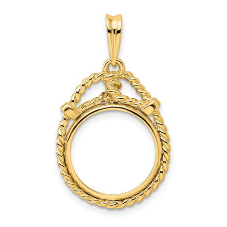 15 mm 14k Yellow Gold coin bezel pendant for US $1 Indian Princess Type 3