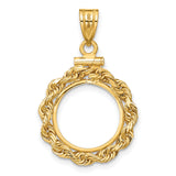 15 mm 14k Yellow Gold coin bezel pendant for US $1 Indian Princess Type 3 — additional image