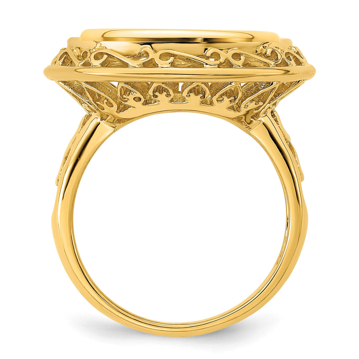 15 mm 14k Yellow Gold coin bezel ring for US $1 Indian Princess Type 3 — alternate view