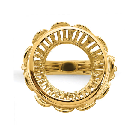 15 mm 14k Yellow Gold coin bezel ring for US $1 Indian Princess Type 3 — additional image