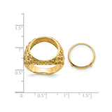 15 mm 14k Yellow Gold coin bezel ring for US $1 Indian Princess Type 3 — size reference (ruler)