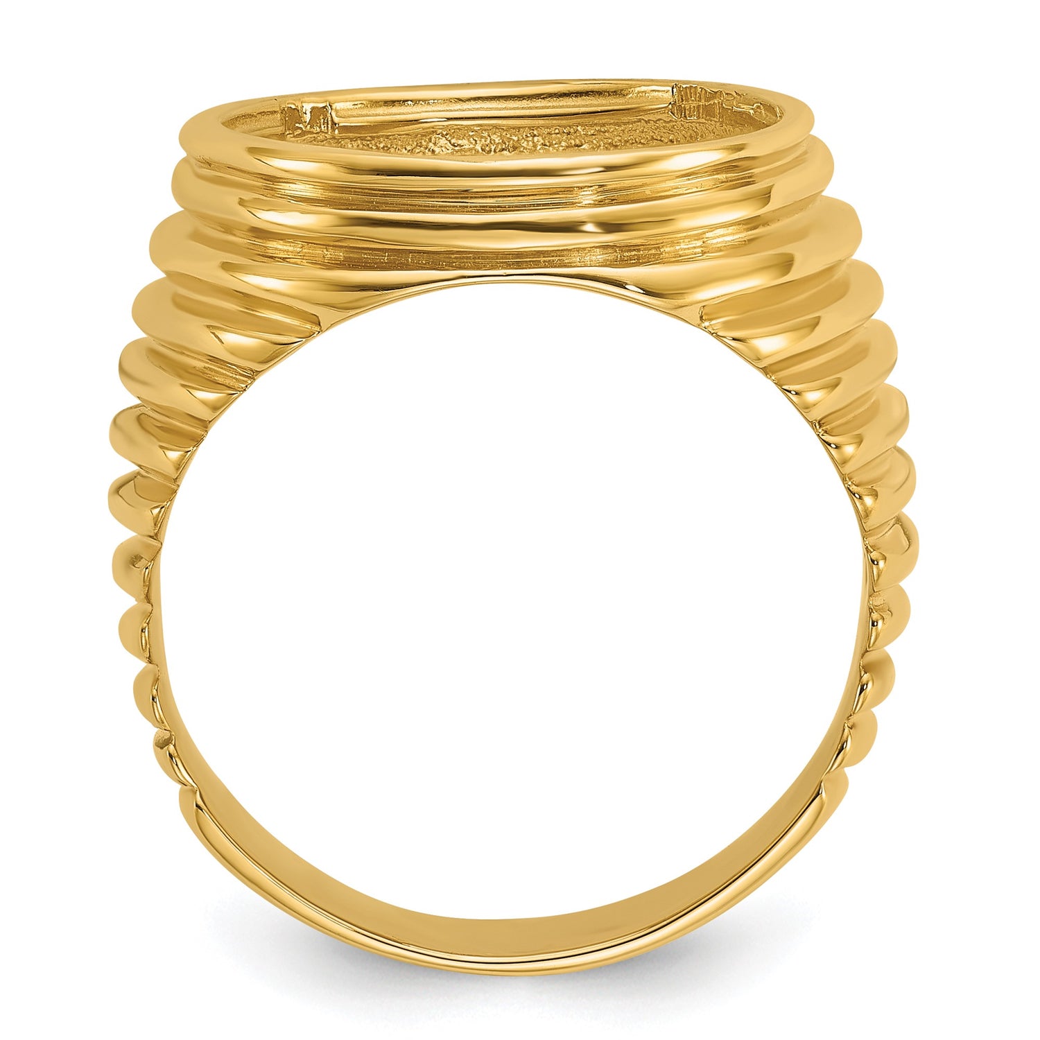 15 mm 14k Yellow Gold coin bezel ring for US $1 Indian Princess Type 3 — alternate view