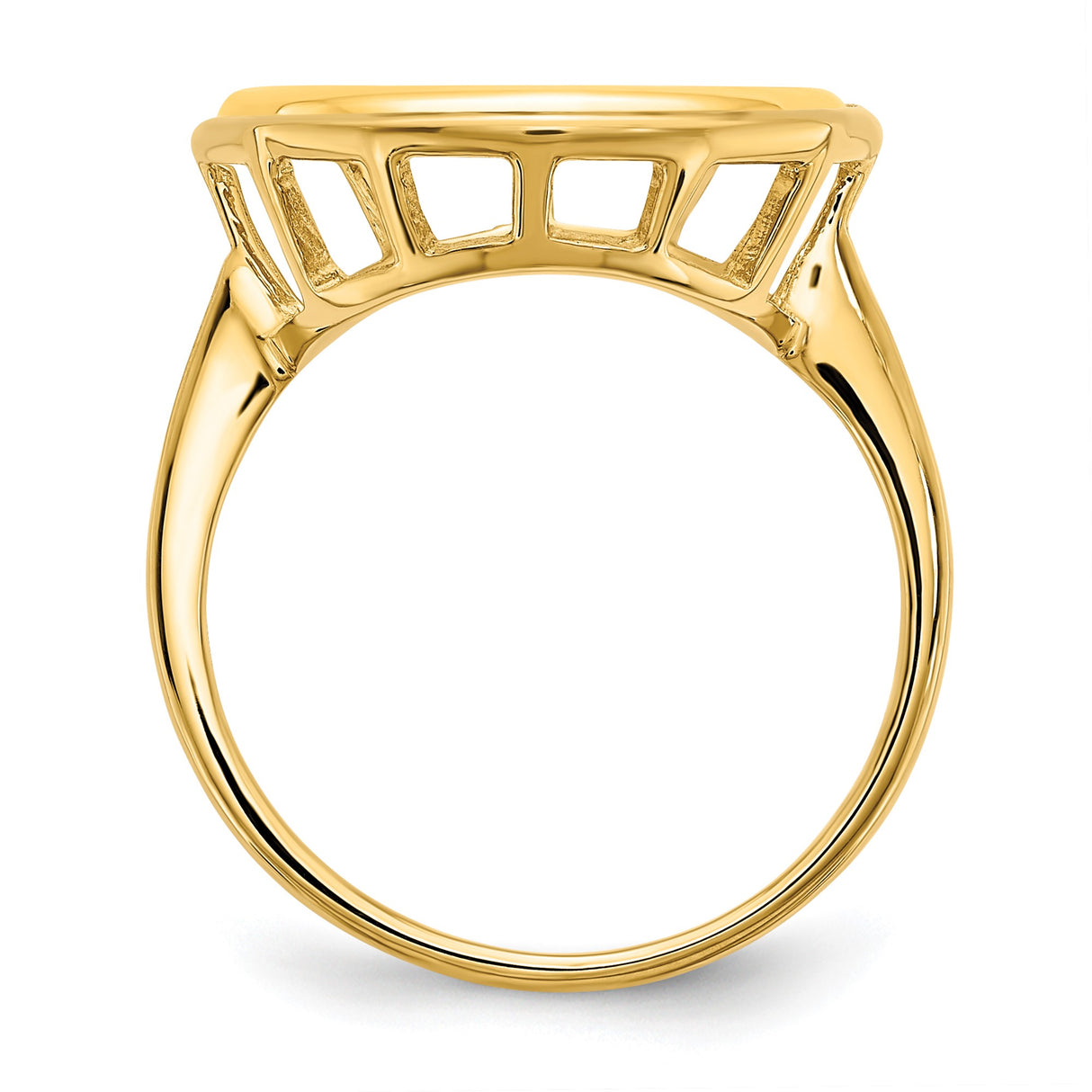15 mm 14k Yellow Gold coin bezel ring for US $1 Indian Princess Type 3 — alternate view