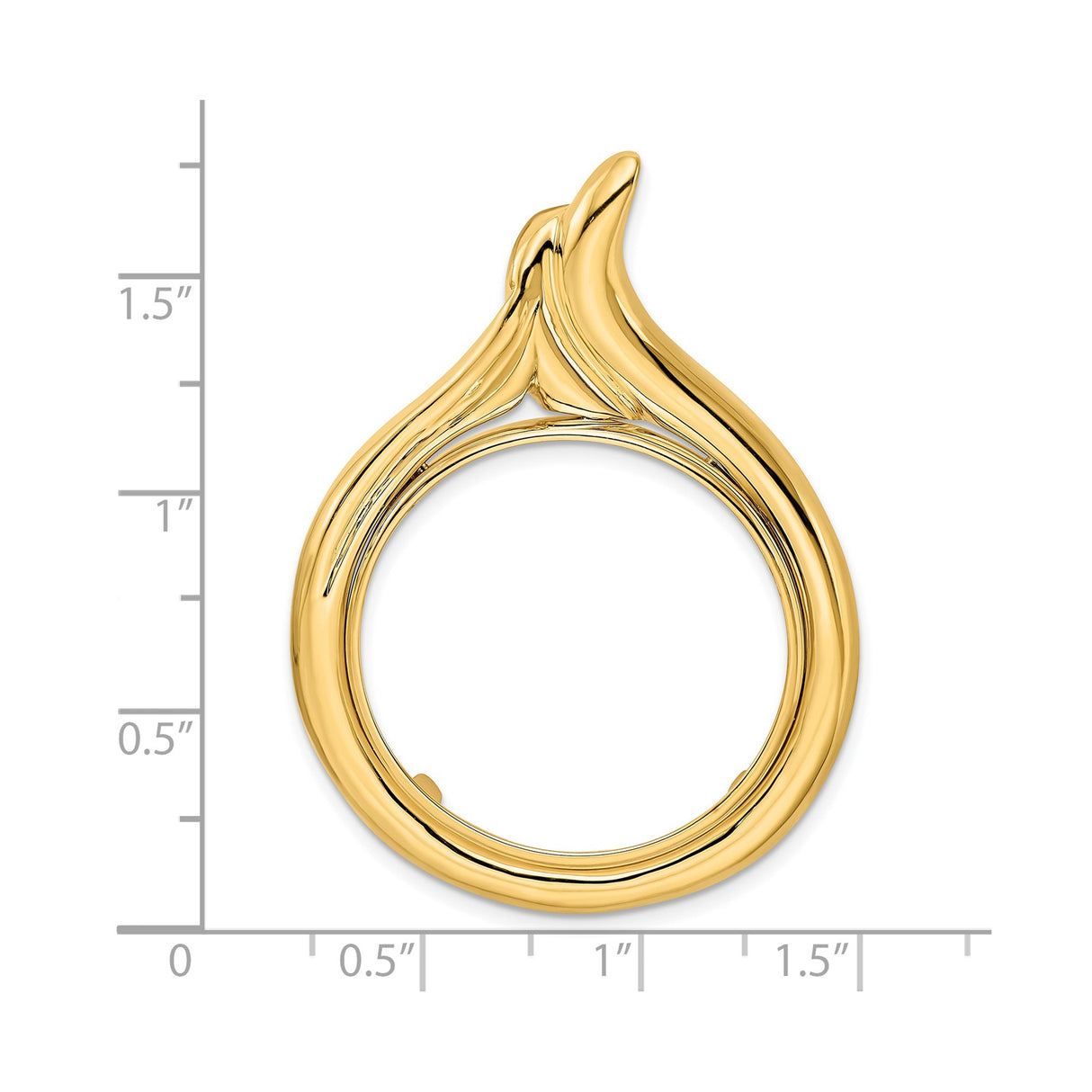 27 mm 14k Yellow Gold coin bezel pendant for US $10 Indian Head Eagle — size reference (ruler)