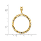 27 mm 14k Yellow Gold coin bezel pendant for US $10 Indian Head Eagle — size reference (ruler)