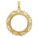 27 mm 14k Yellow Gold coin bezel pendant for US $10 Indian Head Eagle