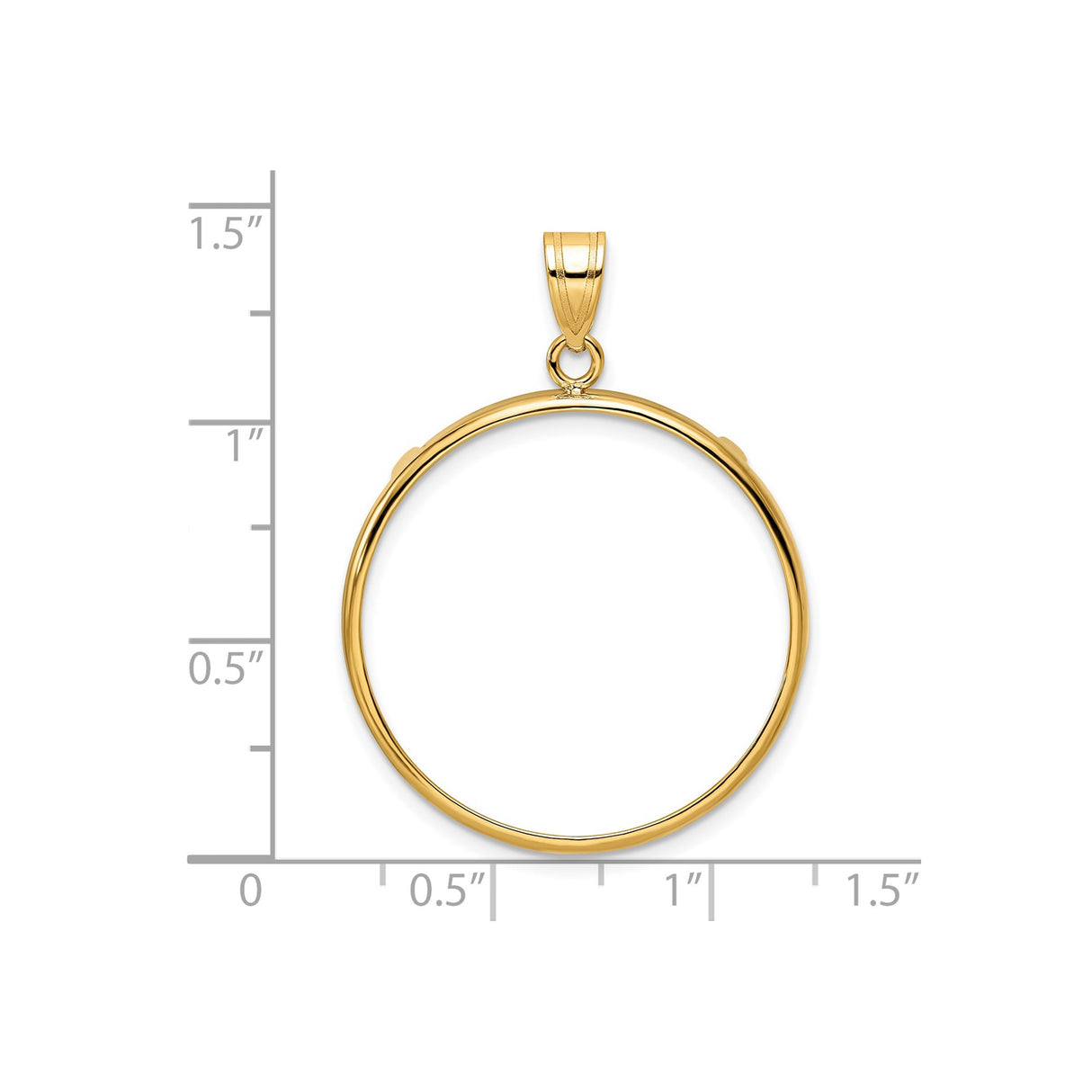 27 mm 14k Yellow Gold coin bezel pendant for US $10 Indian Head Eagle — size reference (ruler)