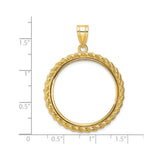 27 mm 14k Yellow Gold coin bezel pendant for US $10 Indian Head Eagle — size reference (ruler)